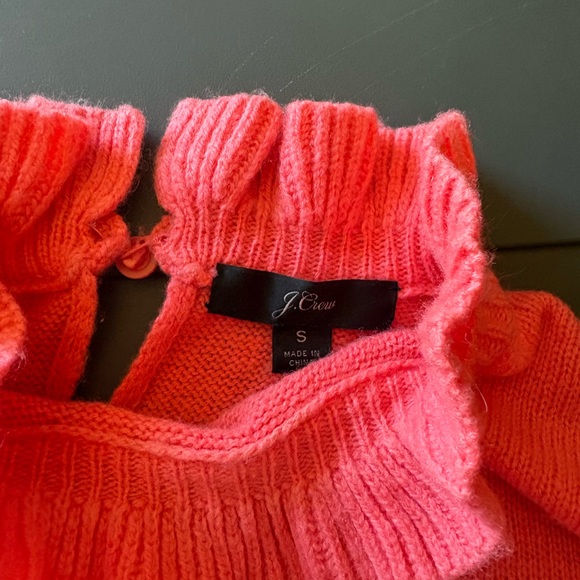 J. Crew Coral Ruffle-Neck Sweater - Picture 4 of 5